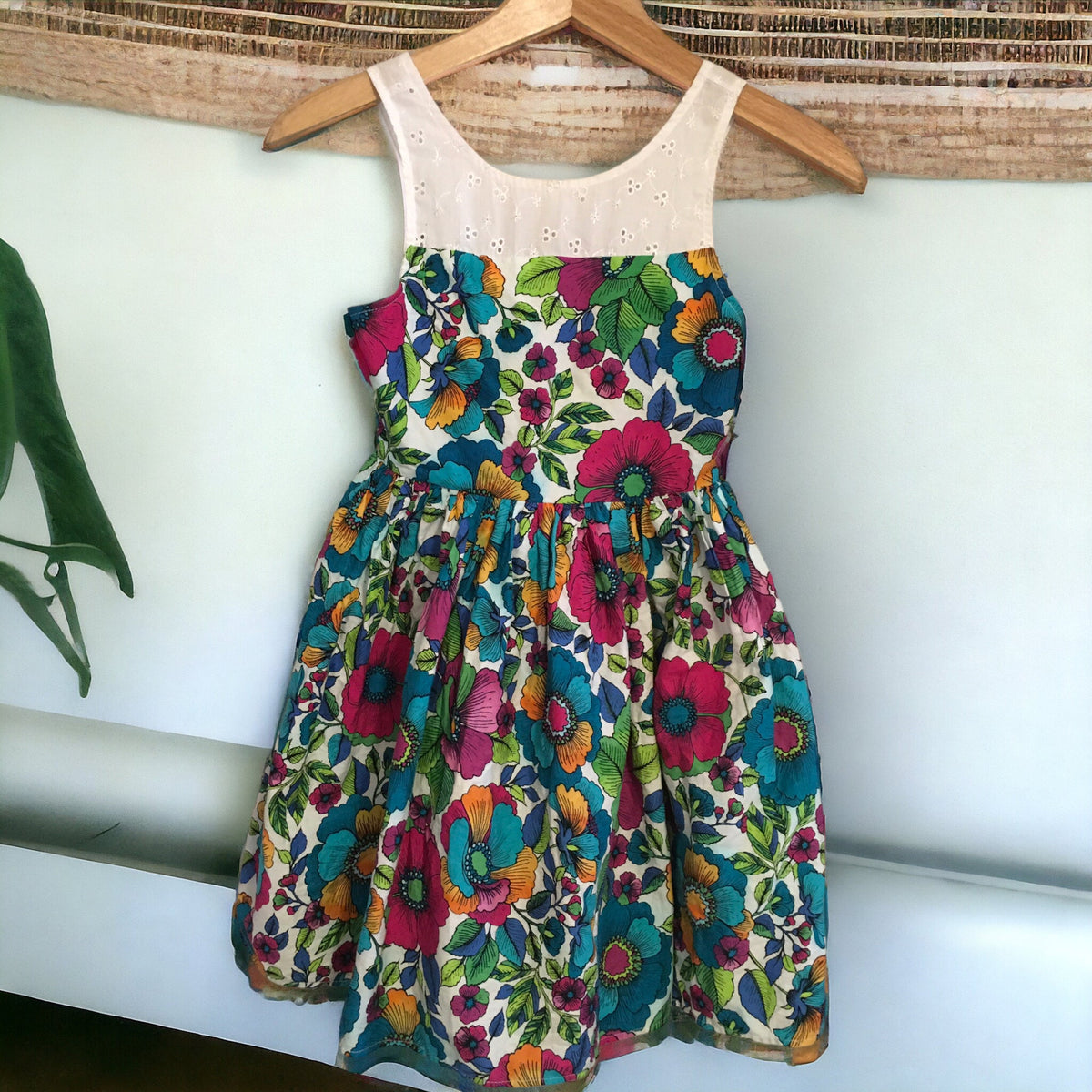 Bloome Girls Floral Print Broderie Cotton Sun Dress Girls 8yrs Growth Spurtz