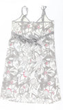 Mamalicious Grey/White Floral Strappy Cotton Summer Dress - Size Maternity M UK 10-12