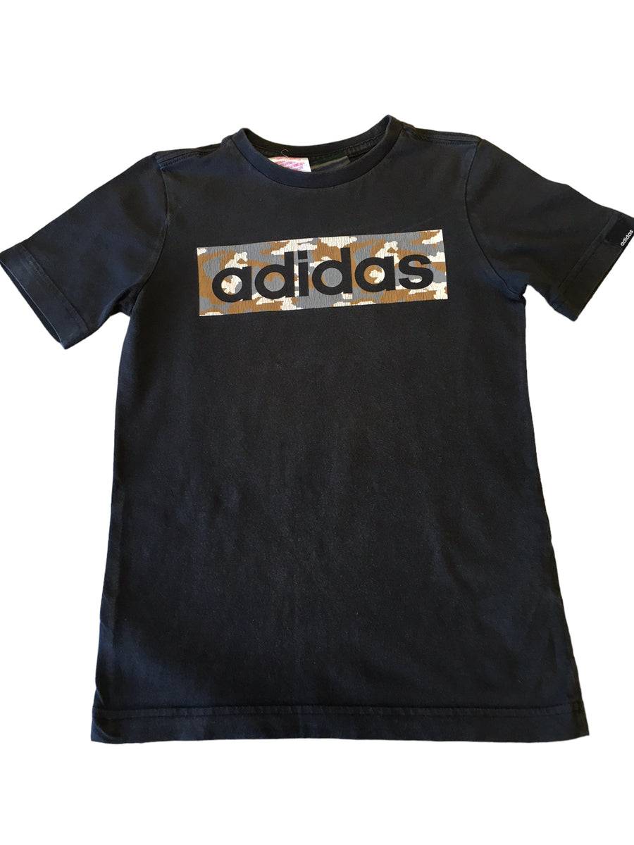 Adidas Black Camo Logo Print T Shirt Unisex 7 8yrs Growth Spurtz
