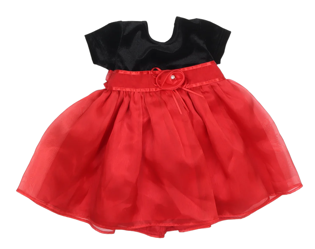 2 Ft Trendy Black Velvet Red Organza Baby Christmas Dress Girls 3 6m
