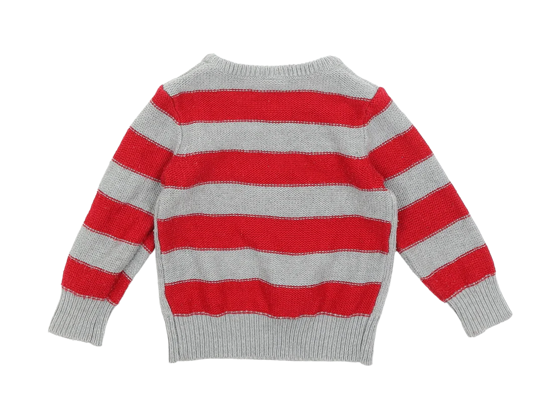 Mini Club Grey Red Striped Rudolph Baby Christmas Jumper Unisex 12 18m
