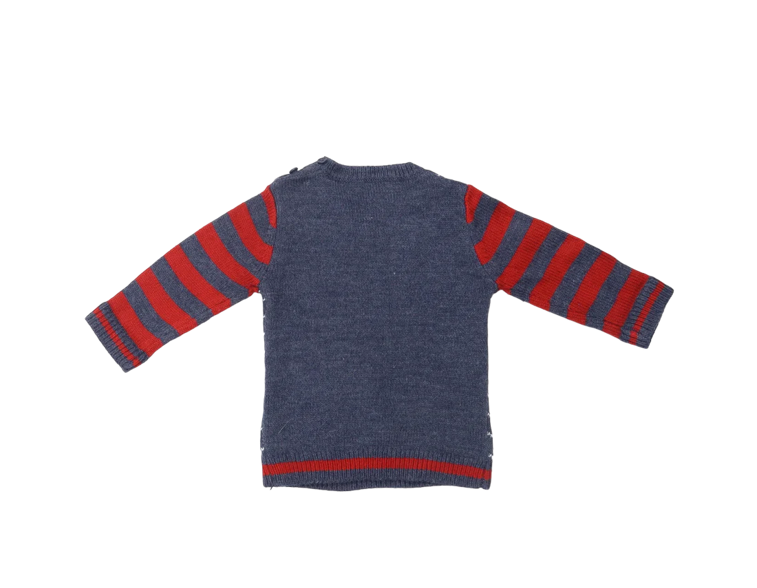 Baby Boy Christmas Jumper George Navy/Red Bear Robin Baby