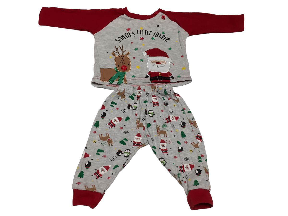 Primark Baby Red Grey Santa s Little Helper Baby Christmas Pyjamas