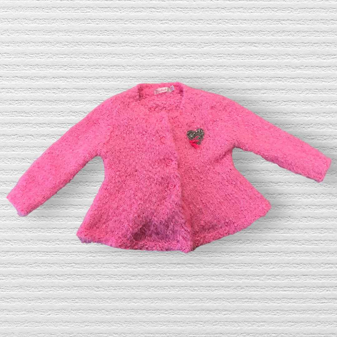 BillieBlush Pink Fluffy Diamante Heart Cardigan Girls 9m Growth Spurtz