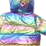 Billieblush Rainbow Iridescent Holographic Hooded Puffer Jacket - Girls 3m