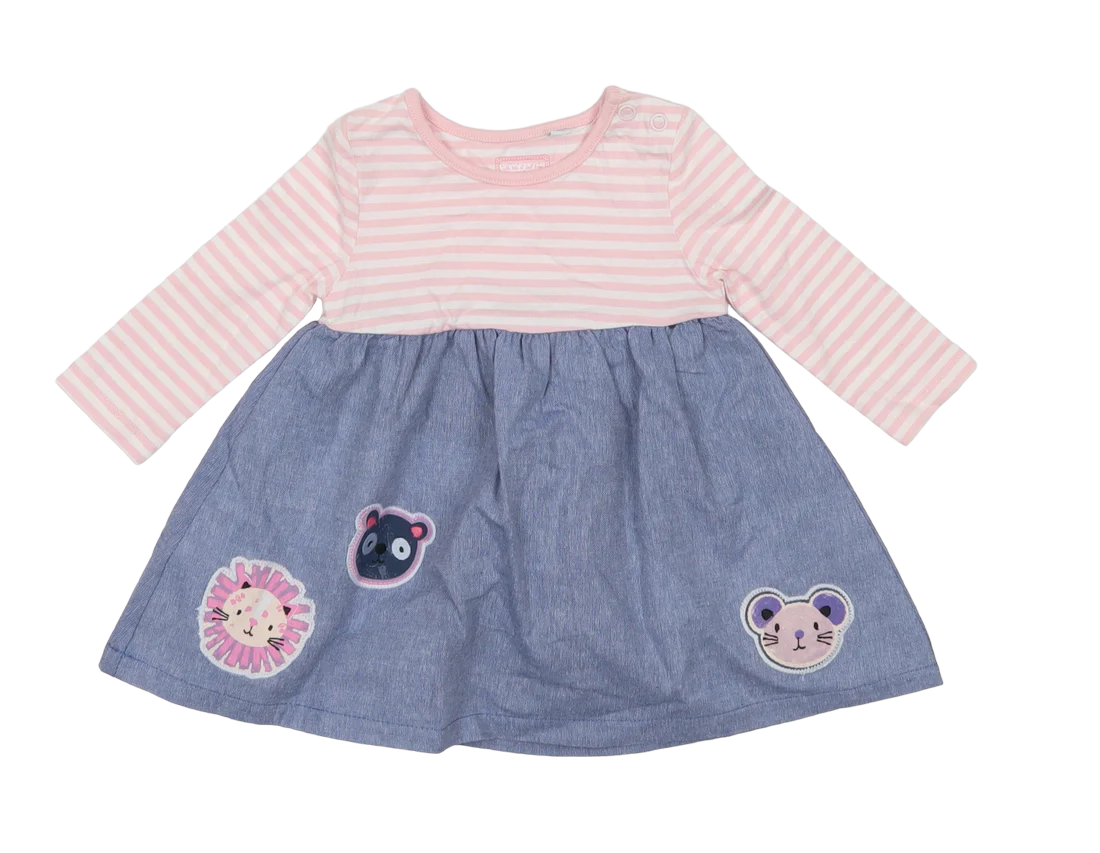 Brand New Bluezoo Pure Cotton Pink/Blue Jersey Dress with Patch