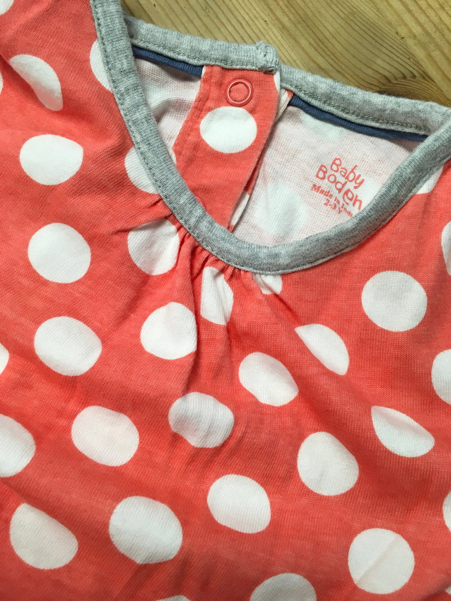 Baby Boden Coral Spotty S S T Shirt Pocket Dress Girls 2 3yrs