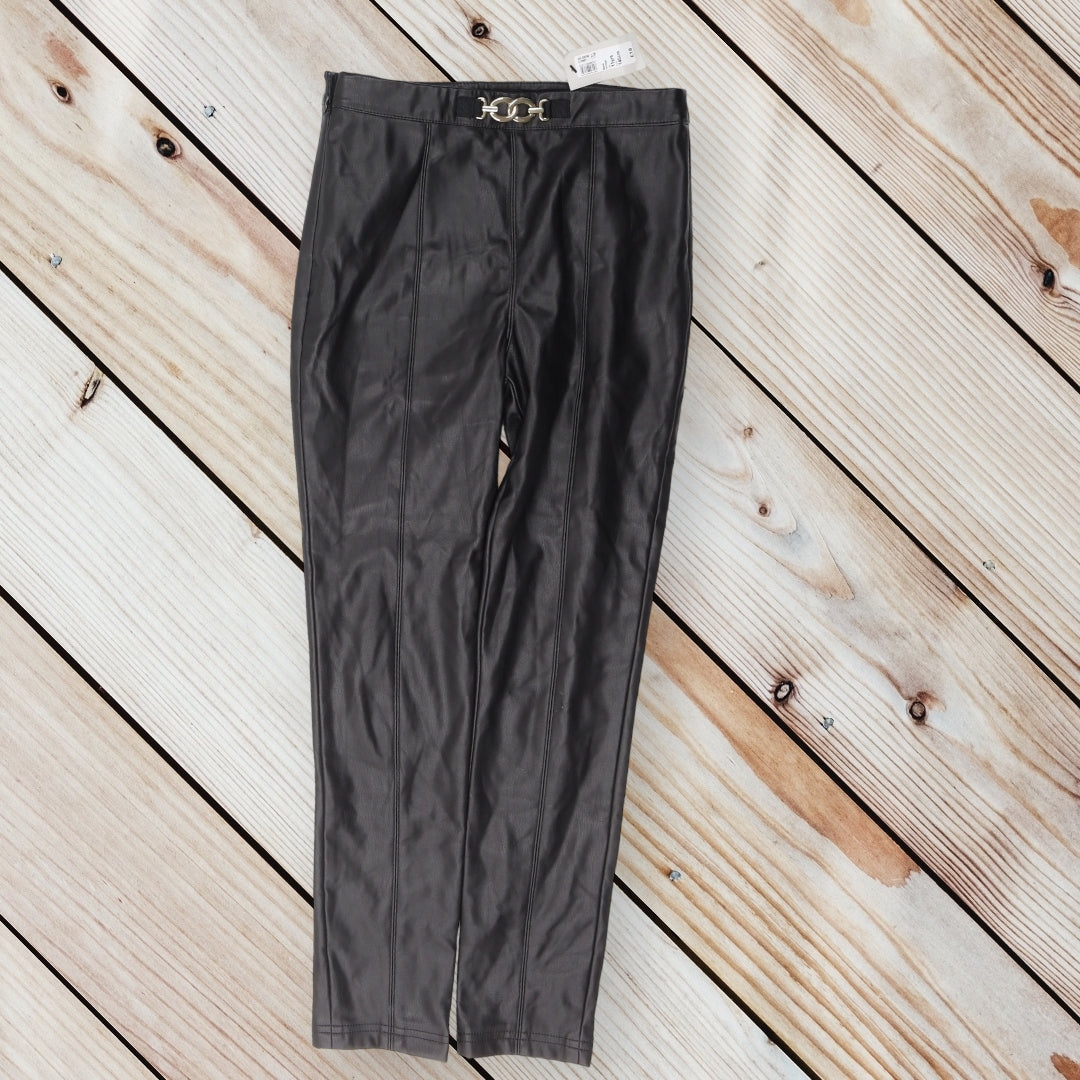 Brand New River Island Girls Black Faux Leather Trousers Girls