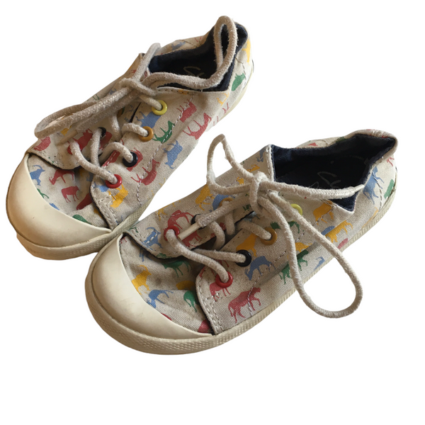 Clarks Doodles Animal Print Lace Up Plimsolls Shoes - Unisex Size Infant UK 7.5 G