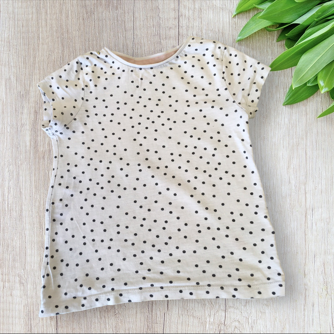 F F White T Shirt with Black Spots Girls 4 5yrs