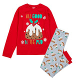 Brand New Family Christmas Pyjamas Matching Set Pudding Design PJs Babies Kids Ladies Mens - Unisex