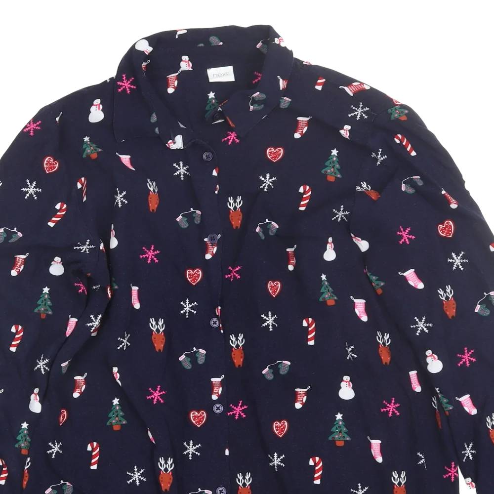 Next Navy Festive Print Girls Christmas Shirt Dress Girls 12yrs