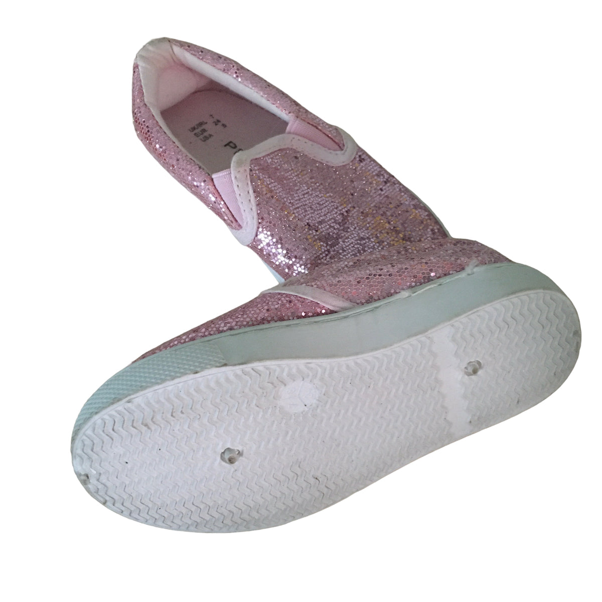 Primark Pink Glitzy Slip On Pumps Shoes - Girls Size Infant UK 7