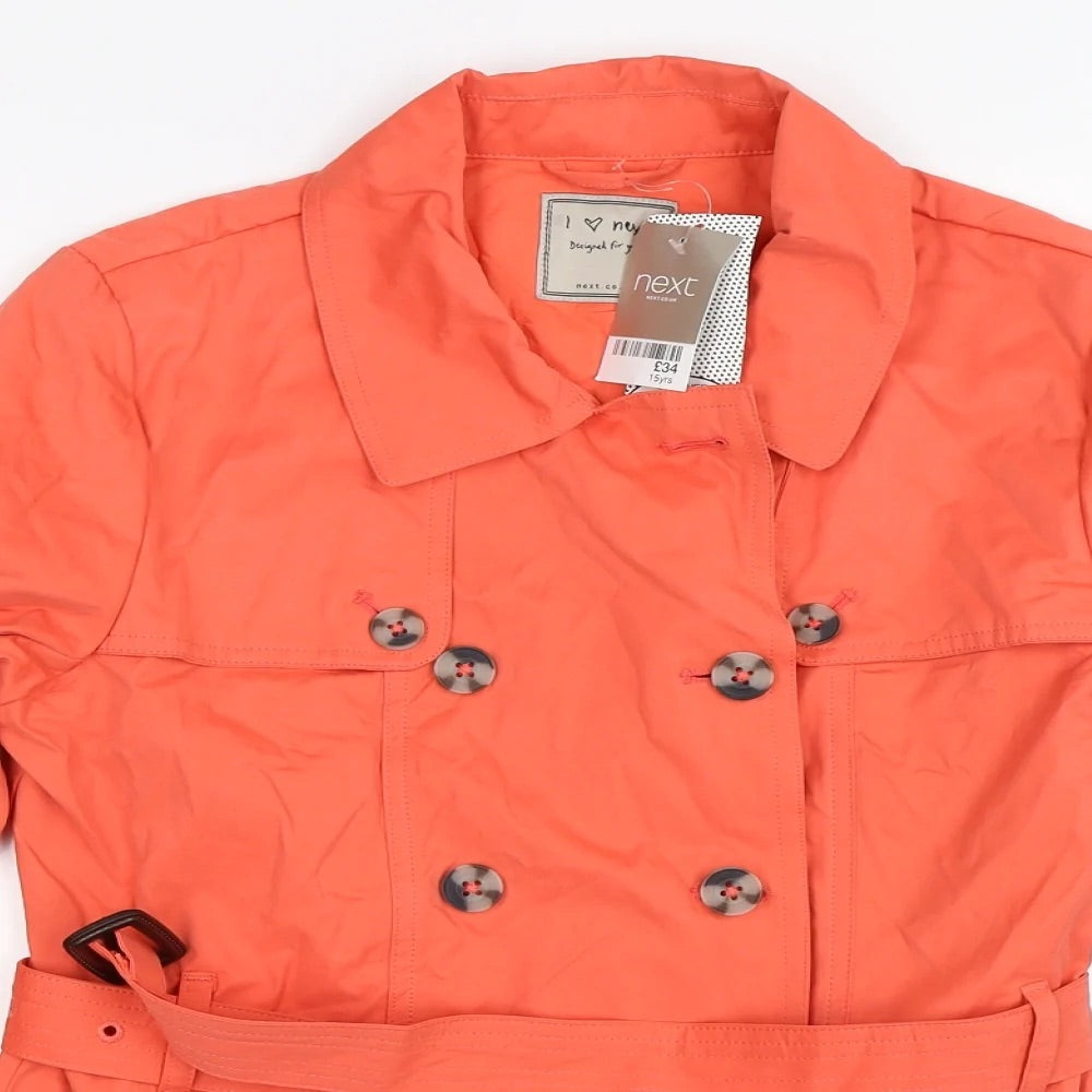 Brand New Next Girls Coral Shower Resistant Trench Coat Jacket with Be Growth Spurtz