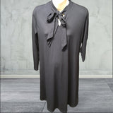 Isabella Oliver Maternity Navy Pussy Bow L/S Jersey Dress - Size Maternity 2 UK 10