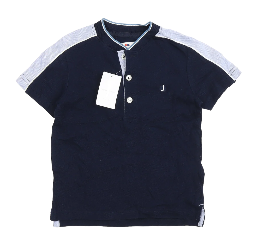 Brand New Junior J by Jasper Conran Navy Stripe Sleeve Henley Top Bo Growth Spurtz