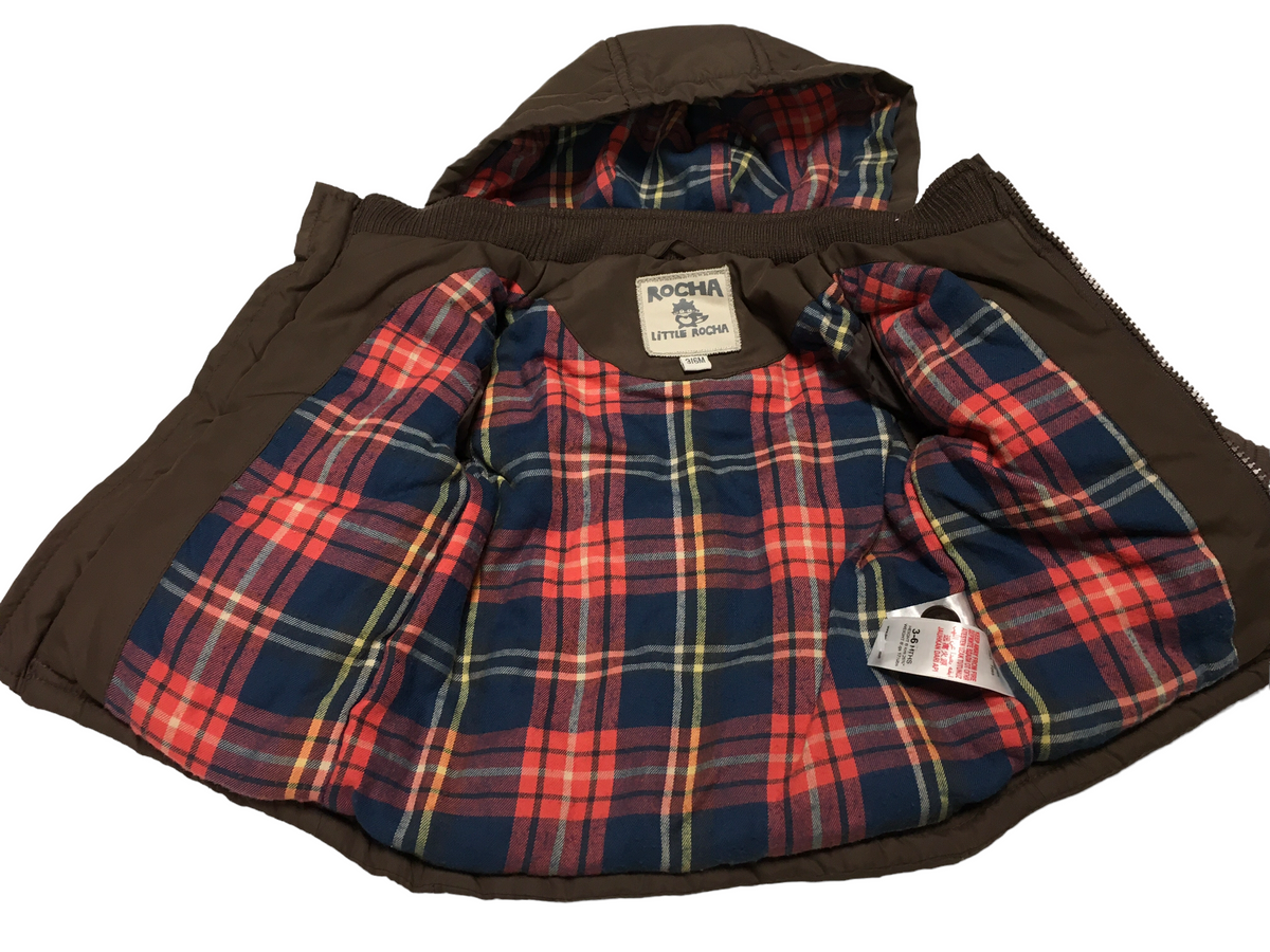 Rocha Little Rocha Brown Padded Coat with Hood Baby Boys 3 6m