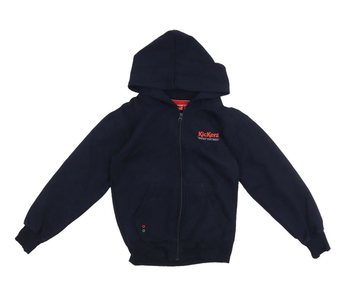 Kickers Navy Zip Up Logo Print Kids Hoodie Jumper Unisex 9 10yrs Growth Spurtz