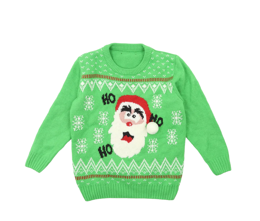 George Fair Isle Santa Green Christmas Jumper Unisex 6 7yrs Growth Spurtz