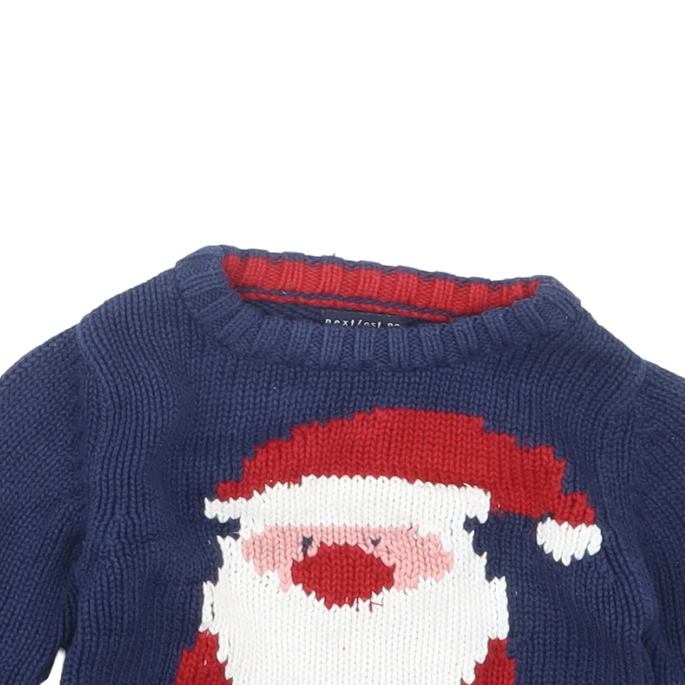 Next Navy Blue Chunky Knit Father Christmas Baby Jumper Unisex 6 9m Growth Spurtz