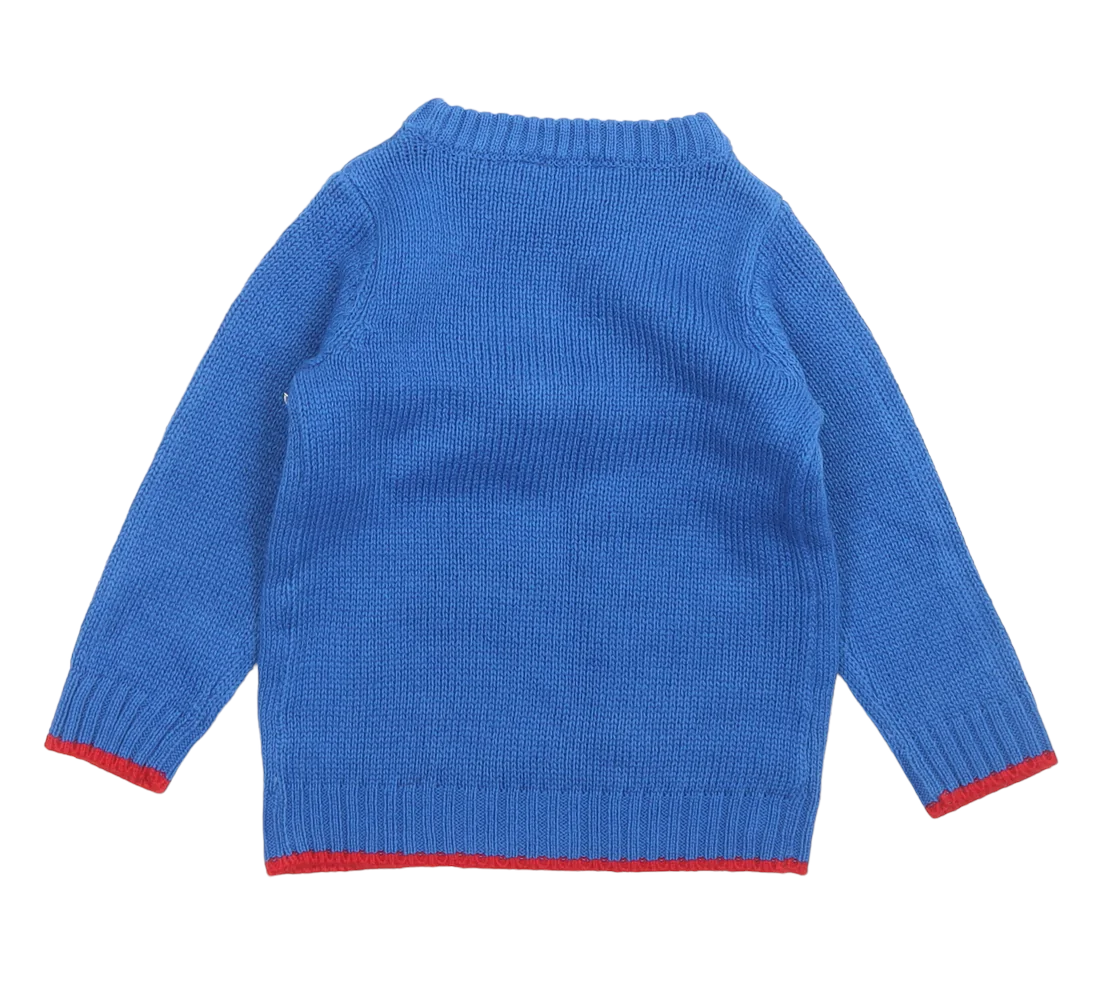 M Co Blue Christmas Penguin Boys Xmas Jumper Boys 12 18m Growth Spurtz