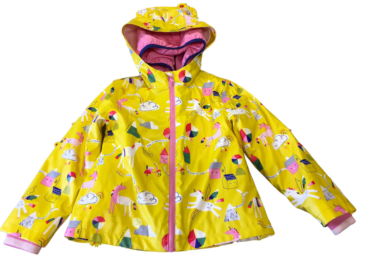 M S Yellow Unicorn Print 2 in 1 Hooded Fisherman s Rain Coat