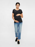 Brand New Mamalicious Marbella Rib Cropped Comfy Medium Blue Jeans - Maternity