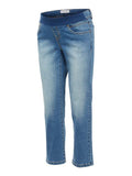 Brand New Mamalicious Marbella Rib Cropped Comfy Medium Blue Jeans - Maternity