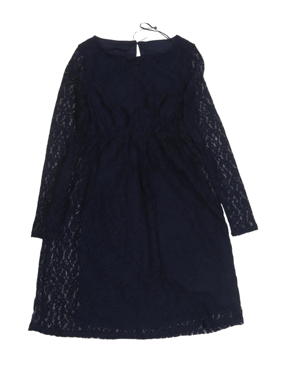 Brand New Mamalicious Sonya Navy L S Jersey ABK Lace Dress Size