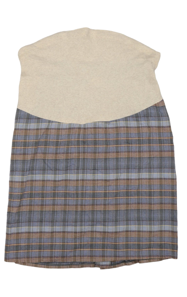 Mammy Maternity Vintage Blue Checked Over Bump Skirt Size