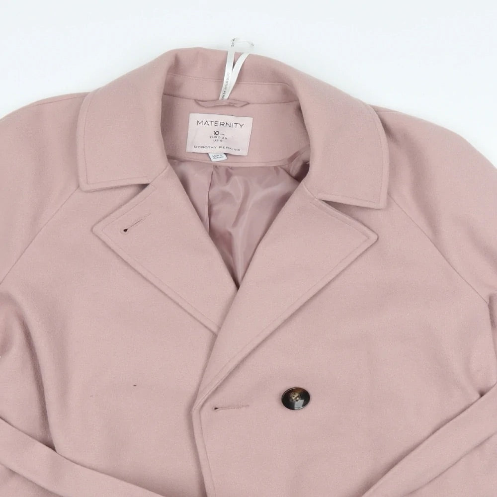 Dorothy Perkins Maternity Pale Pink Wrap Belted Coat Jacket Size Mat Growth Spurtz
