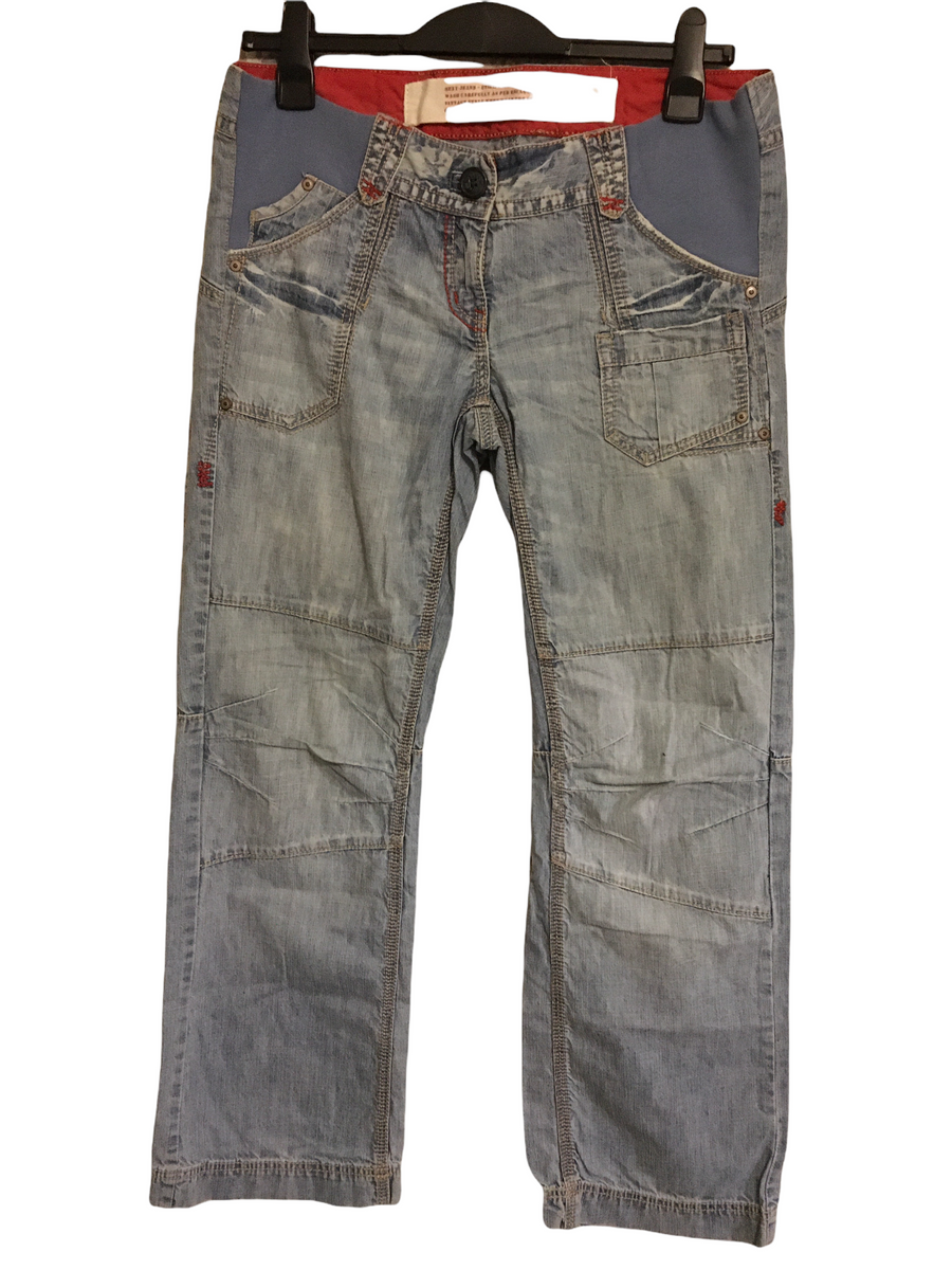 Next Maternity Light Blue Utility Jeans Under Bump Style Size Maternity UK 10 Short