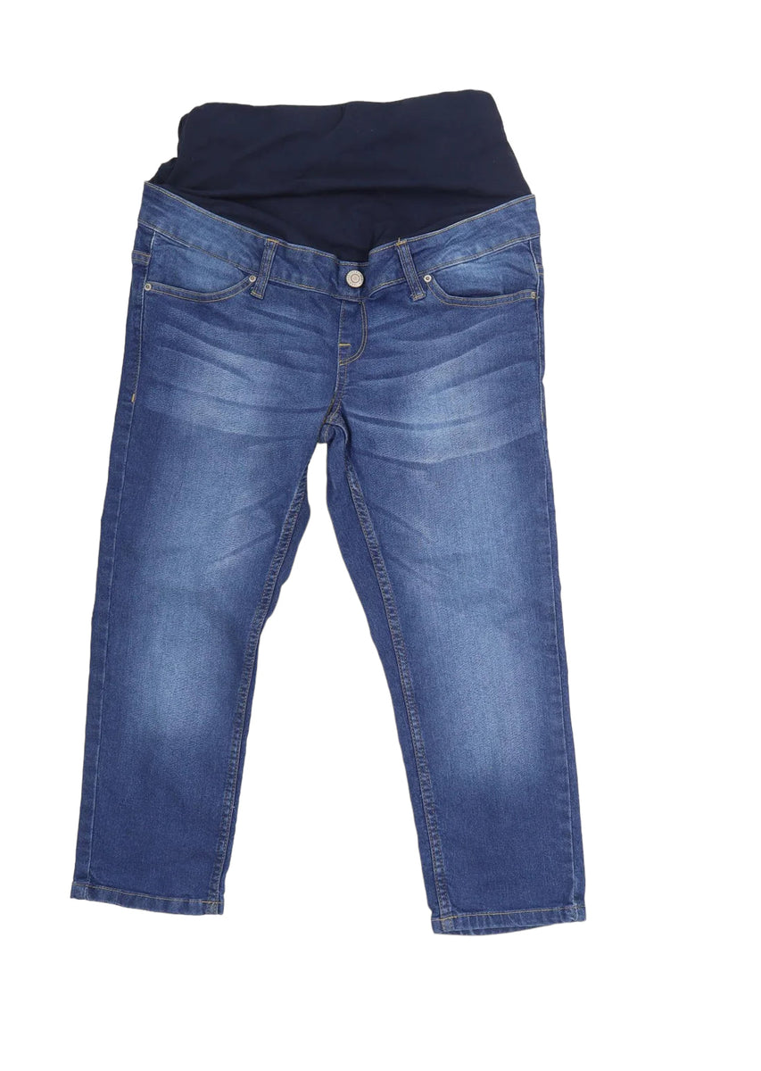 Peacocks Maternity Mid Blue Wash Cropped Over Bump Jeans Size Matern Growth Spurtz