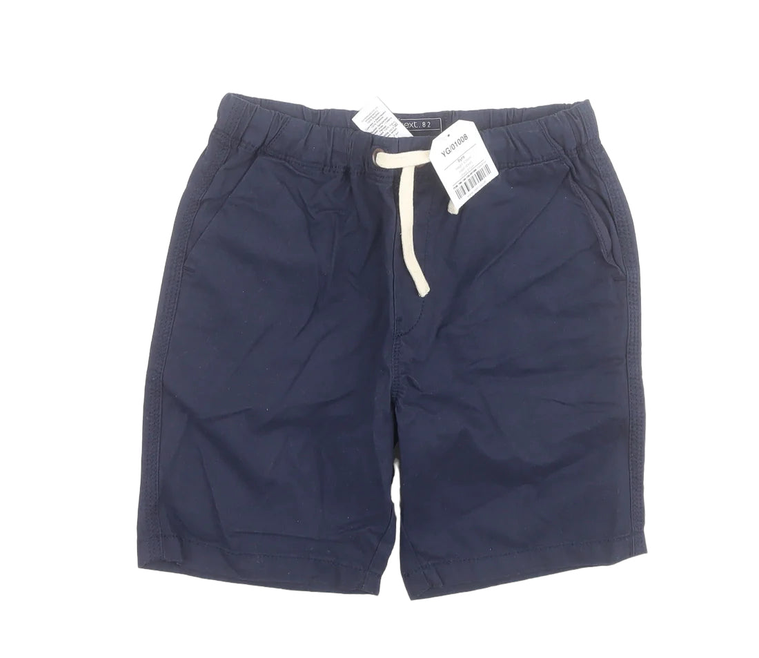 Brand New Next Navy 100 Cotton Stretch Waist Shorts Boys 8yrs
