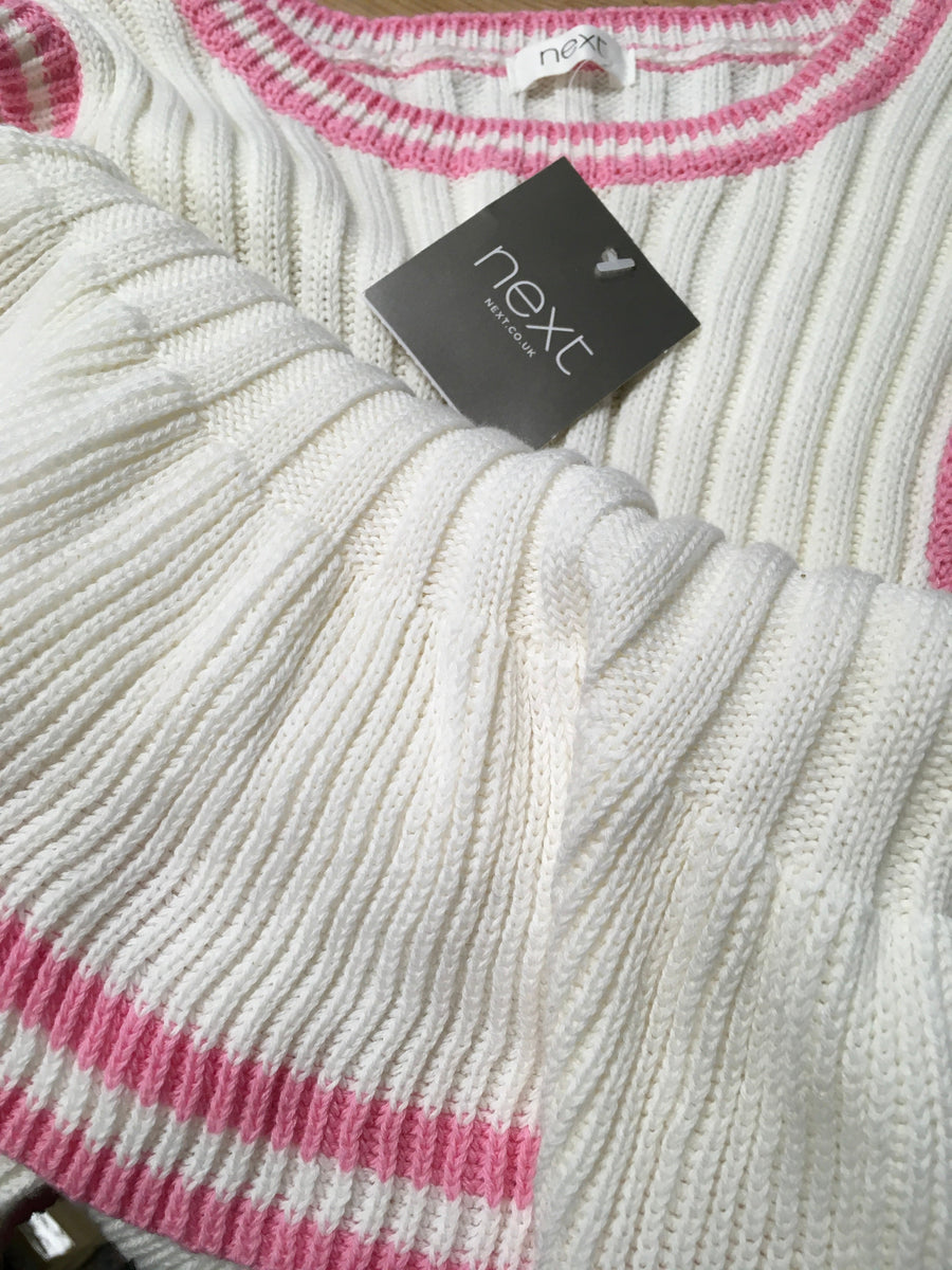 Brand New Next Cream Pink Knitted Peplum Sleeveless Jumper