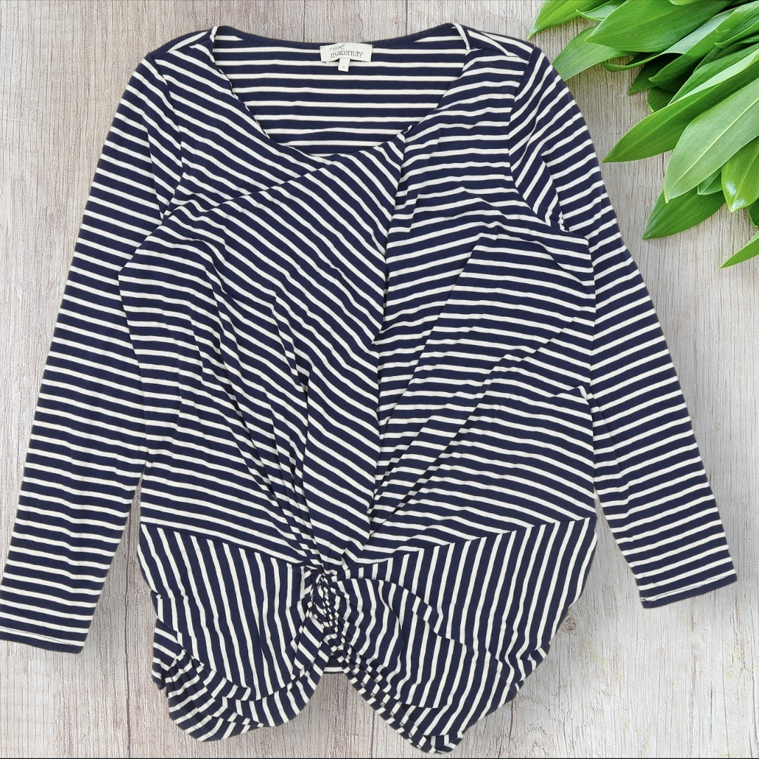 Next Maternity Navy Breton Gathered Front L S Nursing Top Size Mater Growth Spurtz