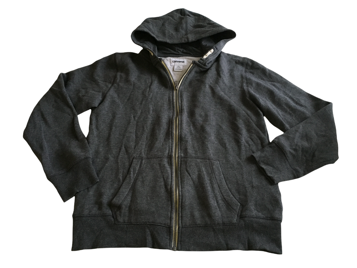 Converse Charcoal Grey Zip up Hoodie Jumper XL Unisex 13 15yrs Growth Spurtz