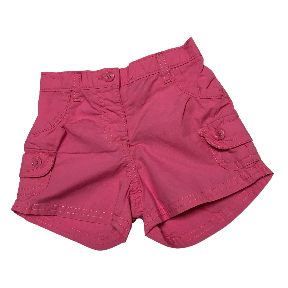 Next 100 Cotton Pink Cargo Shorts Elasticated Waist Girls 3 6m