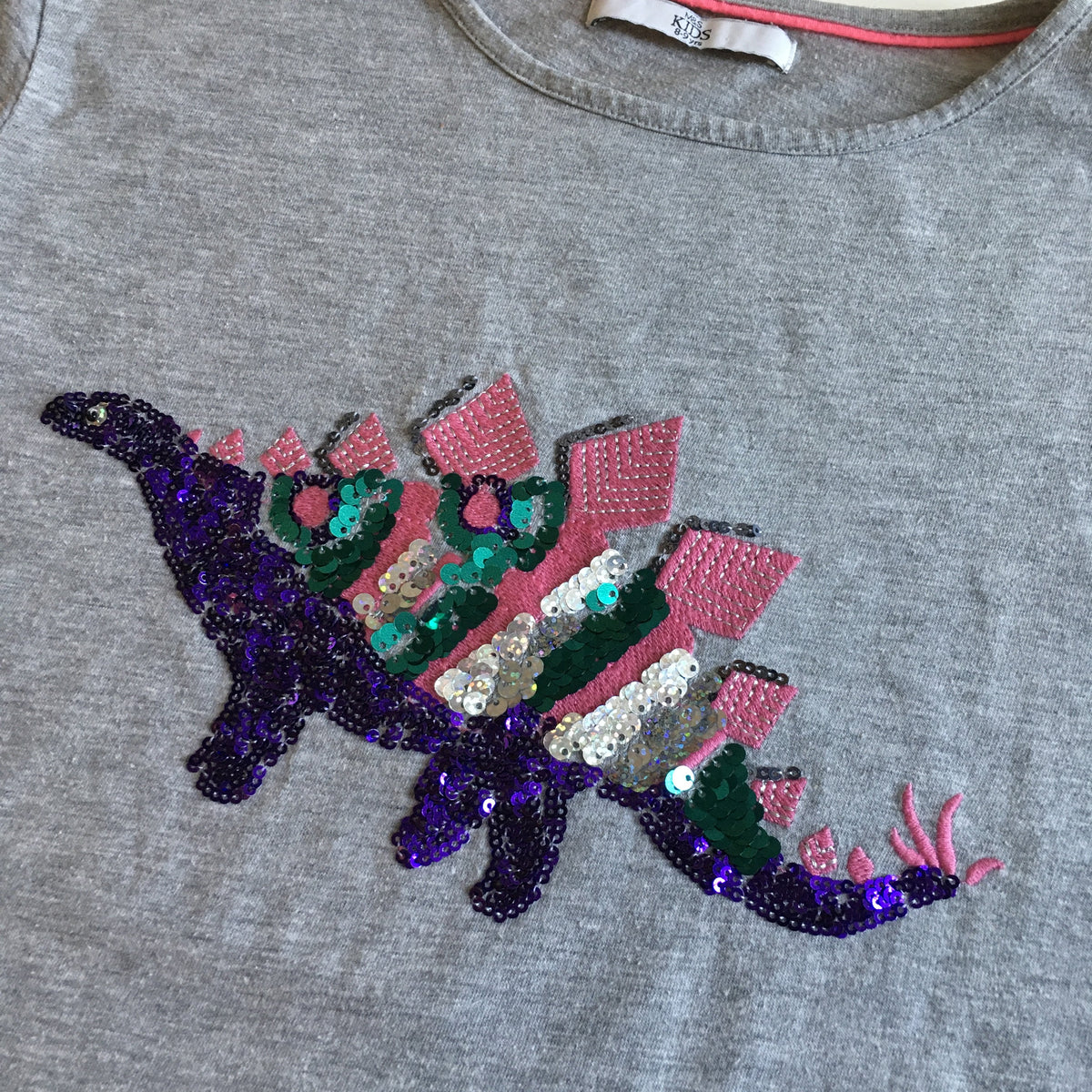 M S Girls Sequin Dinosaur T Shirt Girls 8 9yrs