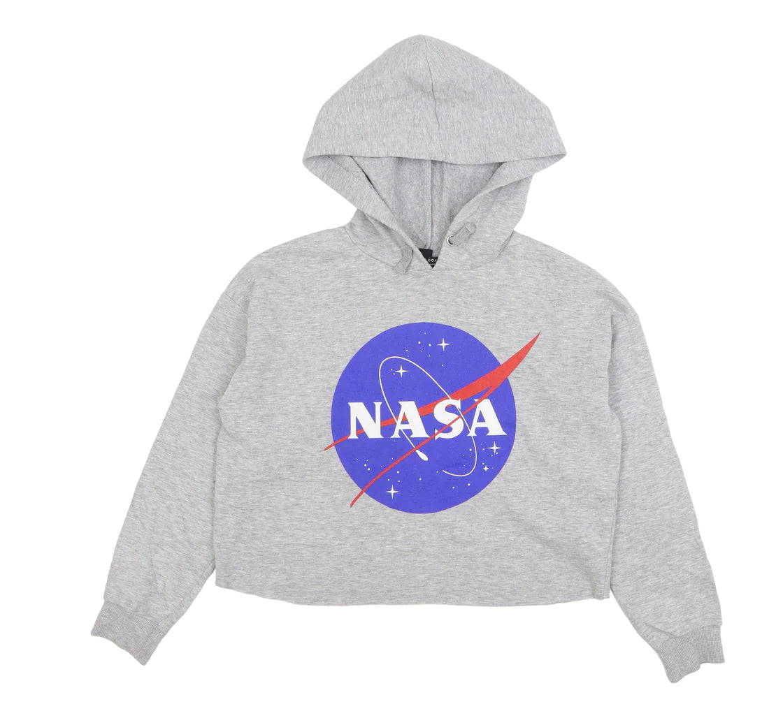 New Look 915 Generation NASA Print Grey Cropped Hoodie Jumper Girls Growth Spurtz
