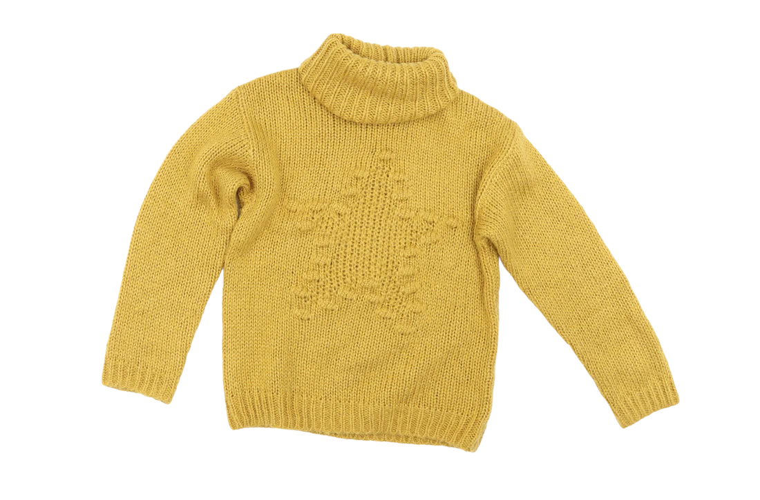 F F Mustard Yellow Soft Knit Roll Neck Star Jumper Girls 8 9yrs