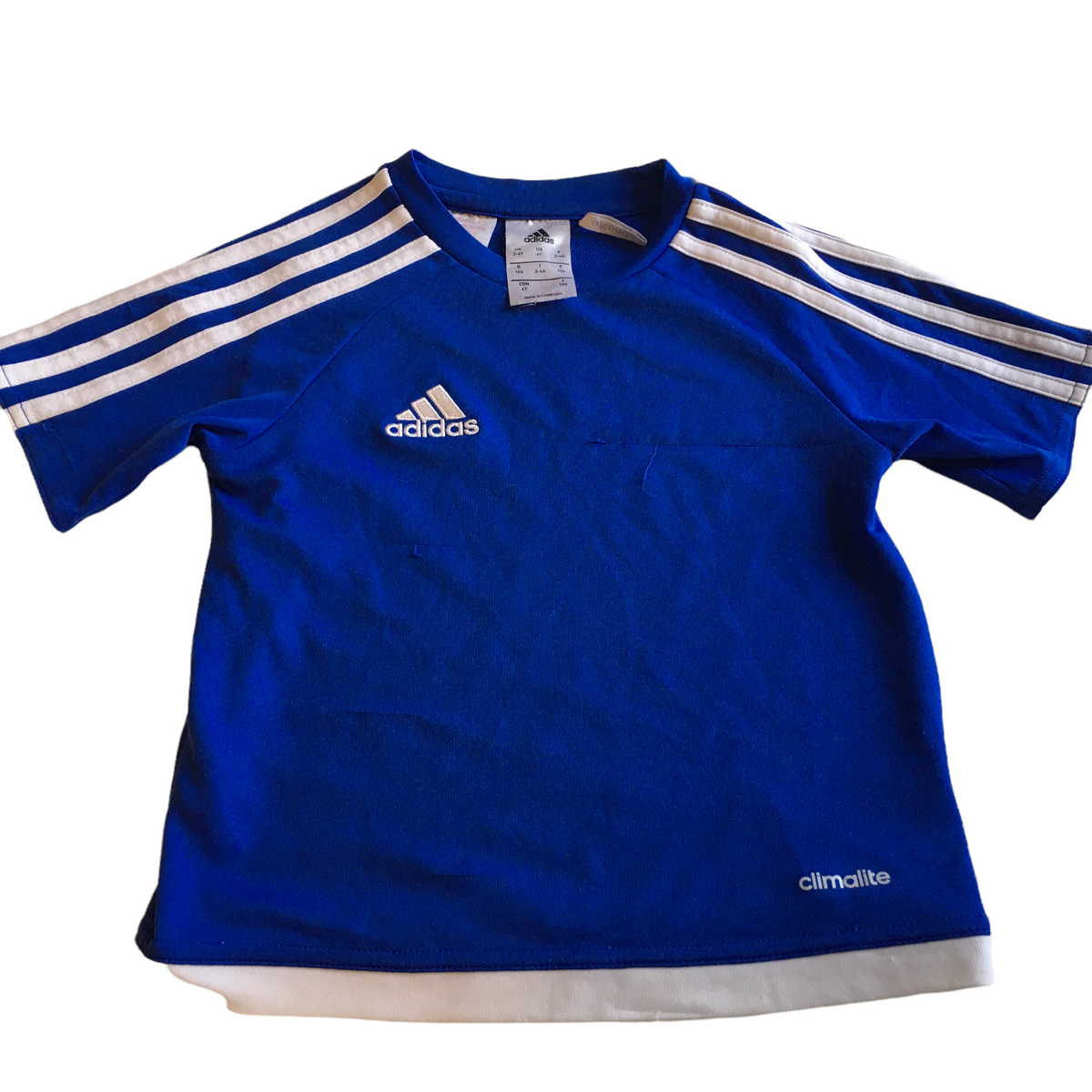 Adidas Blue Classic Stripe Sports T Shirt Boys 3 4yrs Growth