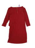 Seraphine Maternity Red Gathered Front 3/4 Sleeve Bodycon Dress - Size Maternity UK 12
