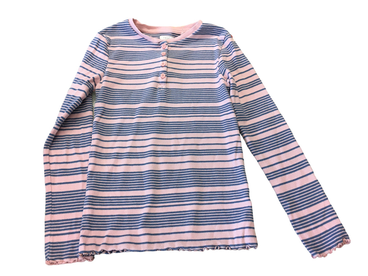 Next Pink Blue Striped L S Ribbed Top Girls 10yrs Growth Spurtz