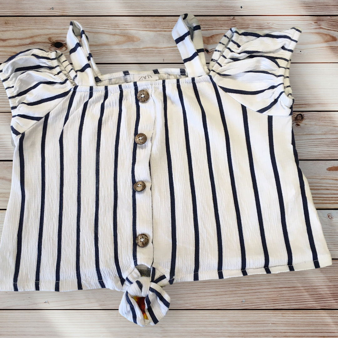 Zara Breton Striped Summer Cold Shoulder Top Girls 7yrs Growth Spurtz