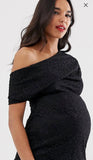 Brand New Asos Design Pleated Shoulder Lace Midi Evening Party Dress - Size Maternity UK 6 / 8