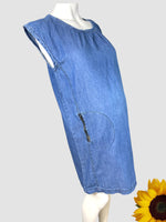 Ohma! Maternity Sleeveless Denim Tunic Dress With Belt - Size Maternity S UK 8-10