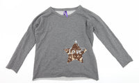 Seraphine Maternity Grey LOVE Sequin Star L/S Lounge Top - Size Maternity S UK 8-10