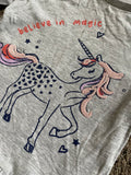 Very Grey Believe In Unicorns L/S Frilled Top - Girls 3-4yrs