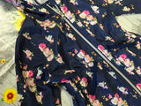Primark Girls Navy & Pink Floral Print Hooded Lightweight Mac Jacket - Girls 3-4yrs